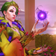 Moira from Overwatch 2 summons an orb while looking surly.